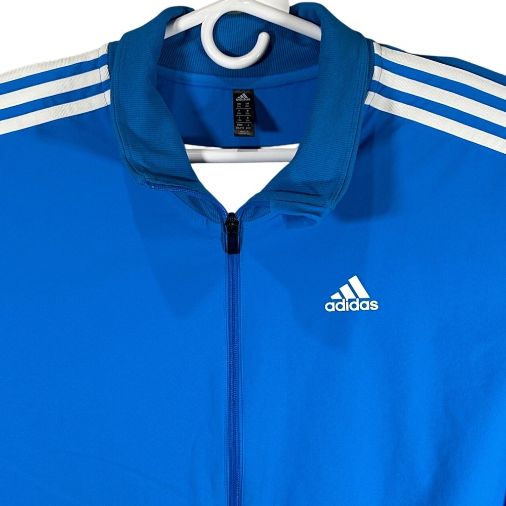 Adidas Mens Light Blue 3 Stripe Cycle Track Jacket Size 2XL Excellent Condition